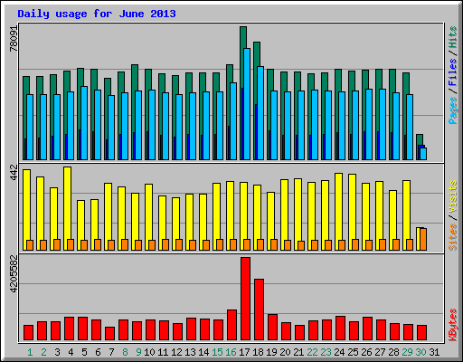 Daily usage for June 2013