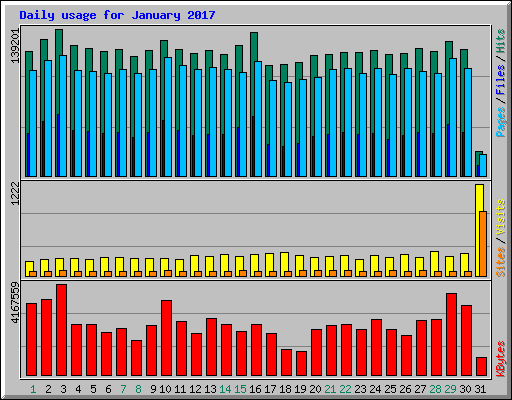 Daily usage for January 2017